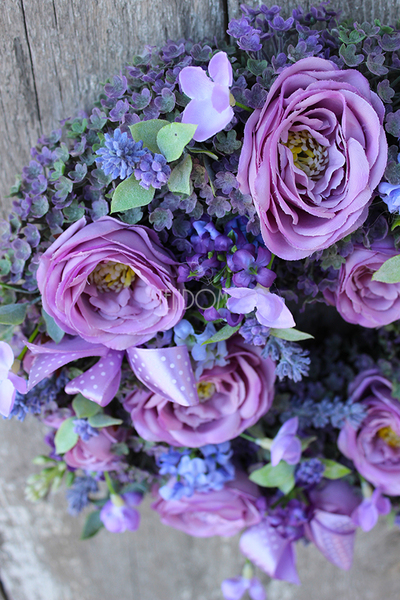 dekoracyjny wianek Różany Fiolet, śr.30cm