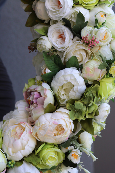 komplet Caryca Katarzyna Green&White, wianek & bukiet 