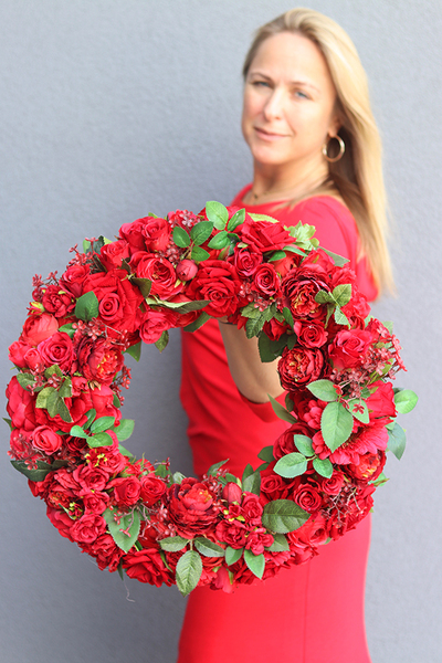 bogaty czerwony wianek, Red in Fire, śr.45cm