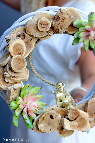 In The Jungle, egzotyczny marynistyczny wianek z małpką, śr.26cm