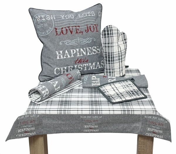 Christmas Love, obrus świąteczny w kratę, wym.140x260cm