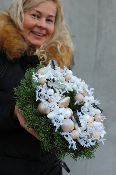 Deco Christmas Glamour dekoracyjny wianek / stroik, śr. 28cm