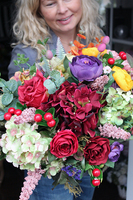 Mgła nad Polami jesienna kompozycja kwiatowa / bukiet w koszu 37x55x40cm 