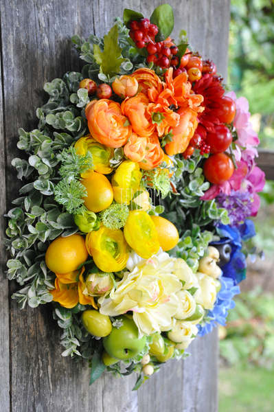 przepiękny wianek ozdobny Kolory Ogrodu, śr.38cm