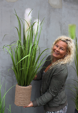 sztuczna trawa z pióropuszami Modella opleciona liną, wys.80cm