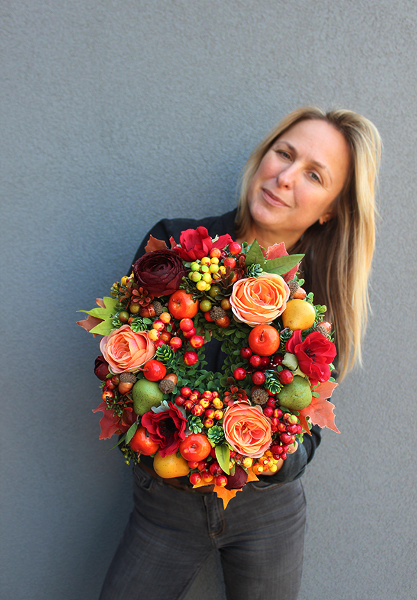 dekoracyjny wianek na drzwi Jesienna Samba 2, śr.25cm  