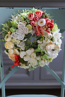 Derona, uroczy wianek z ptaszkiem i motylkiem, śr.28cm