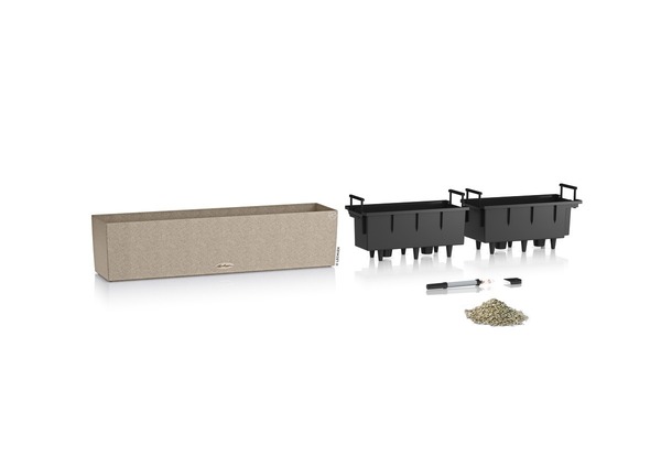 Balconera Stone, elegancka donica z nawadnianiem, beż, dł.80cm