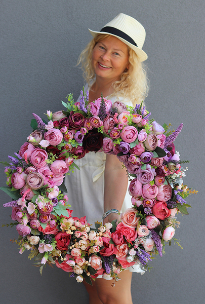 Bella Jesienna 4, duży kwiatowy wianek na drzwi, śr.63cm 