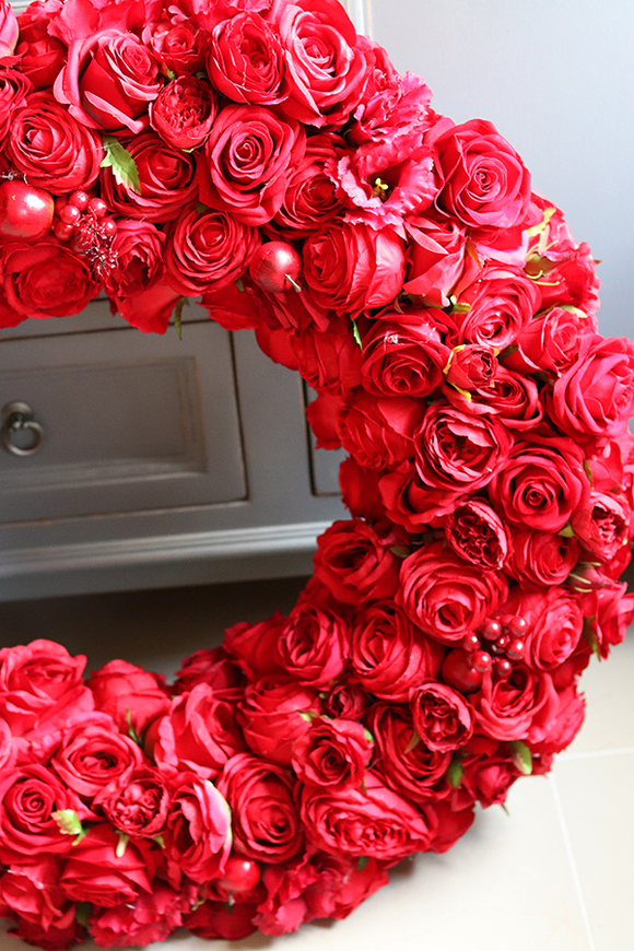bardzo duży czerwony wieniec, Red Fire, śr.72cm