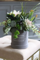 Albertina, welurowy flowerbox z sukulentami, wys.41cm