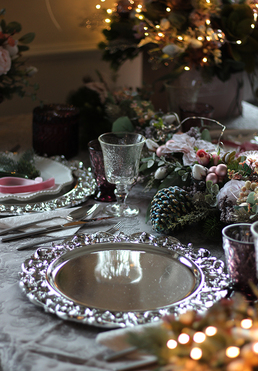 Silver Christmas, dekoracyjna taca / talerz z tworzywa, śr.35cm