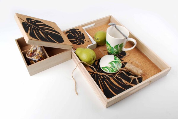 OD RĘKI Haiti, pudełko - monstera, wym.18x18x7,5cm