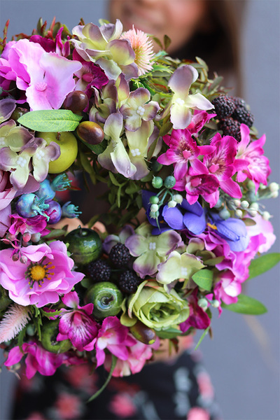 dekoracyjny wianek na drzwi, Violett Garden, śr.25cm 