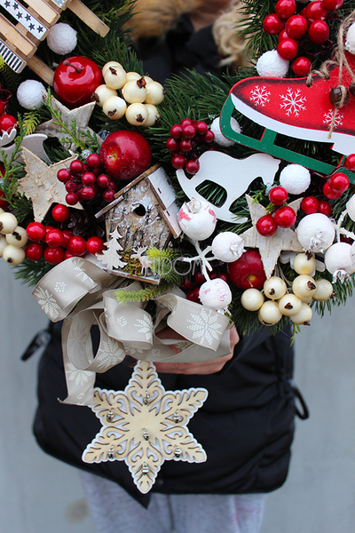 bardzo duży wianek / stroik dekoracyjny Christmas with tenDOM, śr.47cm