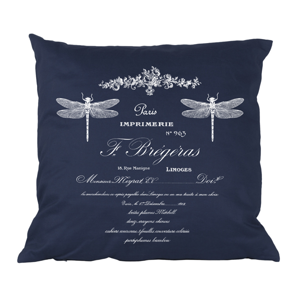 OD RĘKI poduszka dekoracyjna granatowa French 43x43cm