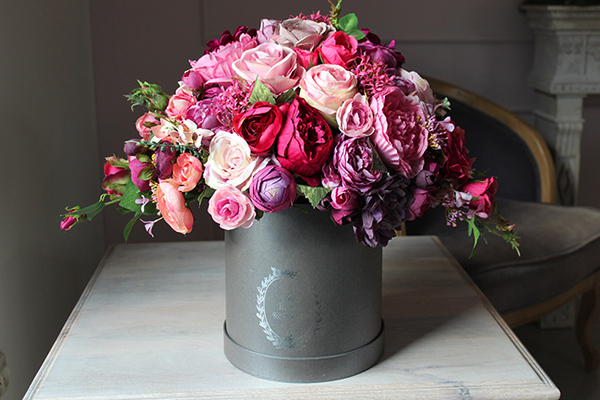 flowerbox Bella Pink & Violet, kompozycja kwiatowa, wys.45cm