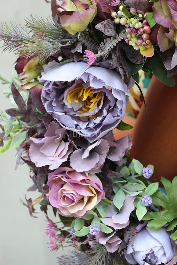 Caryca Katarzyna Fiolet, efektowny wianek na drzwi, śr.44cm  