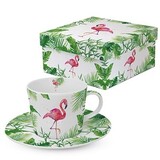 OD RĘKI Flamingo Haiti, stylowa filiżanka ze spodkiem