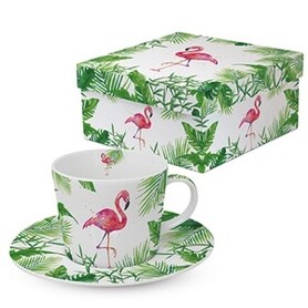 OD RĘKI Flamingo Haiti, stylowa filiżanka ze spodkiem