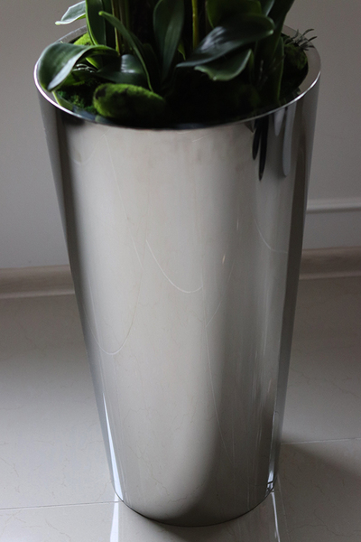 ekskluzywny storczyk w metalowej donicy, Moderno Mirror Round, wys.151cm 