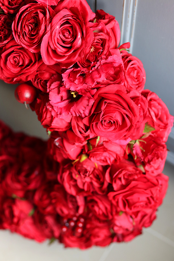 bardzo duży czerwony wieniec, Red Fire, śr.72cm  