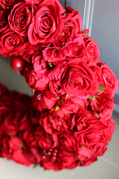 bardzo duży czerwony wieniec, Red Fire, śr.72cm