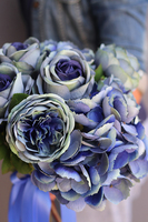 niebieski bukiet róż i hortensji, Rosallia Blue, dł.52cm 