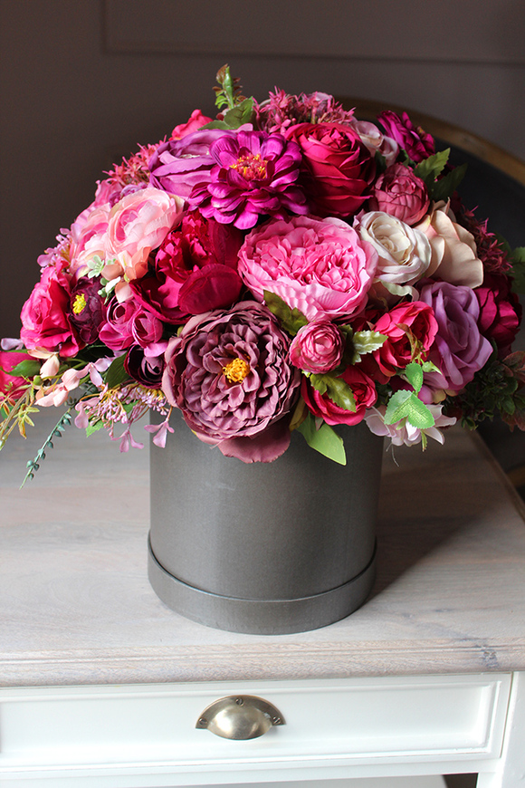 flowerbox Bella Pink & Violet, kompozycja kwiatowa, wys. 45cm