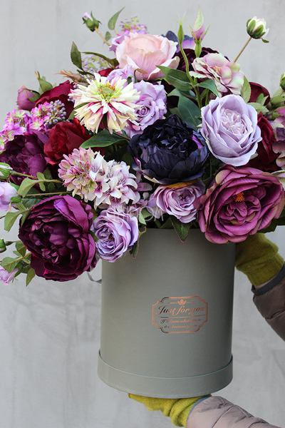 flowerbox kompozycja ze sztucznych kwiatów Ballada, wys.63cm