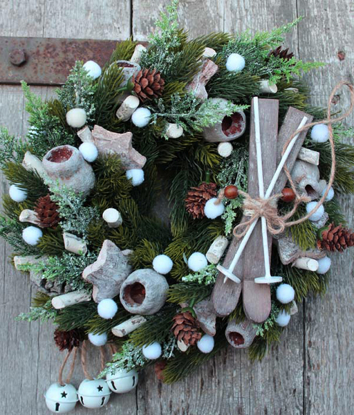 Dzwoneczki dekoracja świąteczna / wianek na drzwi, śr.27cm