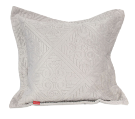 Mikoto, welurowa poszewka na poduszkę w kratkę, srebro, wym.45x45cm