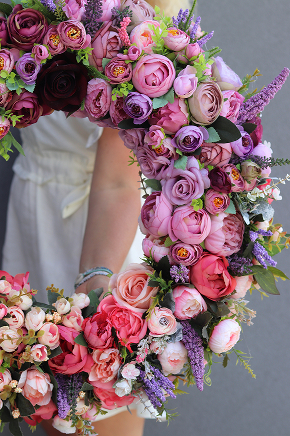 Bella Jesienna 4, duży kwiatowy wianek na drzwi, śr.63cm 