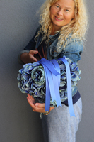 niebieski bukiet róż i hortensji, Rosallia Blue, dł.52cm 