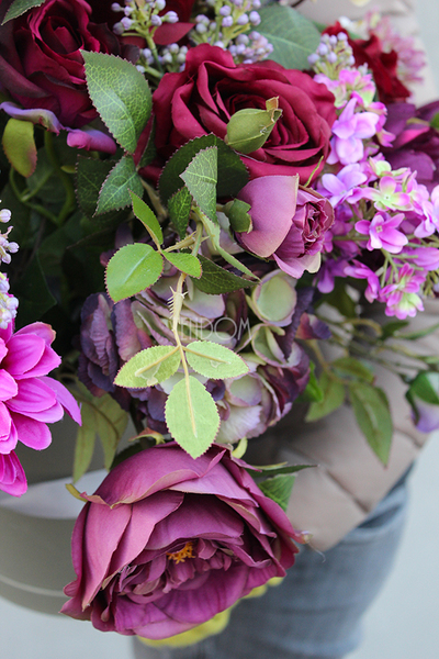 flowerbox kompozycja ze sztucznych kwiatów Ballada, wys.63cm