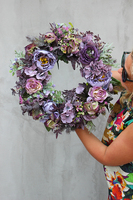 Caryca Katarzyna Fiolet, efektowny wianek na drzwi, śr.44cm  