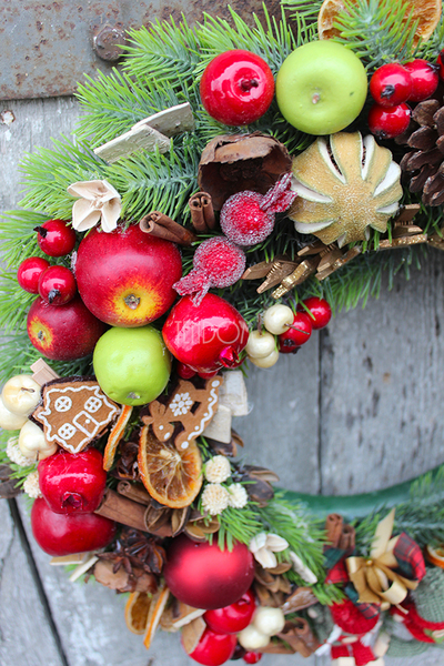 świąteczny wianek / dekoracja na drzwi Laleczki, wym.38cm