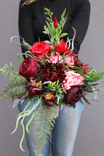 Astry Bordo 2, bukiet/kompozycja nagrobna, wys.45cm