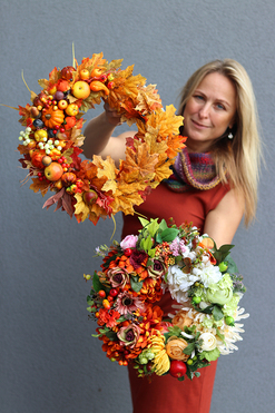 Jesienny Park, barwny wianek na drzwi, śr.36cm  