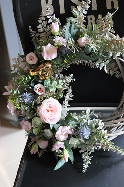 atrakcyjny, wiosenny wianek, Green Canoe Pastels, śr.35cm  