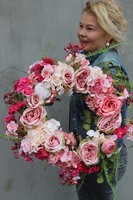 Enallo, elegancki różowy wianek, śr.48cm 