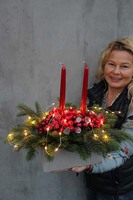 stroik świąteczny na stół Karminowy, wym.36x40x30cm 