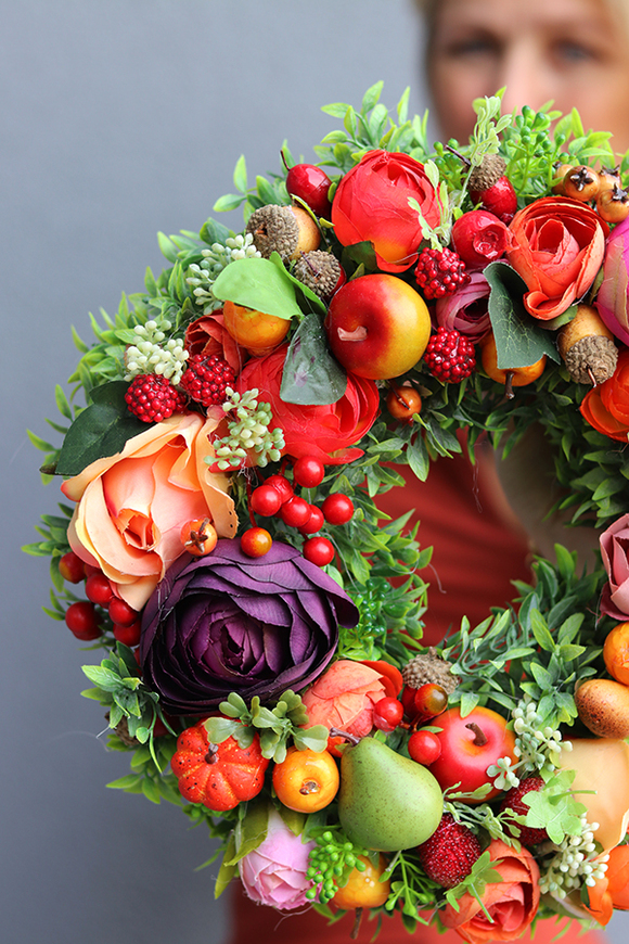 dekoracyjny wianek na drzwi Jesienne Barwy, śr.25cm