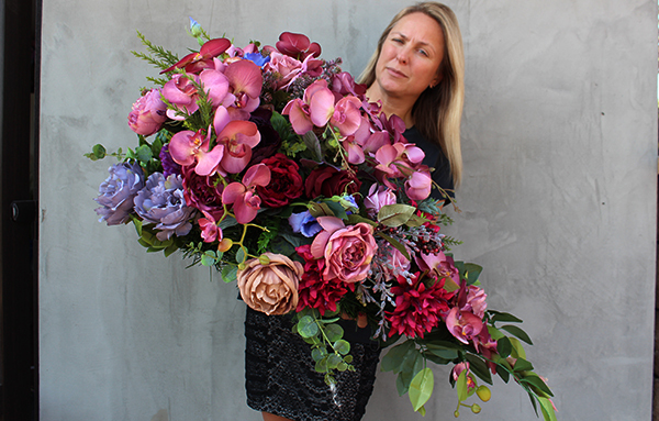 duża dekoracja / wiązanka nagrobna Różowe Storczyki, dł.88cm