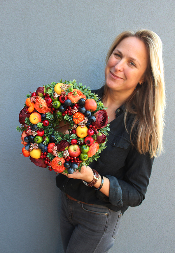 jesienny ozdobny wianek na drzwi Nina, śr.25cm 