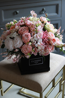 flowerbox w pastelowych barwach z bawełną, Resetto, wys.40cm