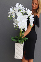 Glamour Rania, biały storczyk w donicy z kryształami, wys.89cm