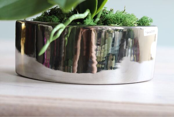 sztuczny storczyk w naczyniu glamour, Fuksja Manfredo Helga, wys.48cm