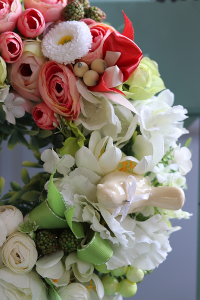 Derona, uroczy wianek z ptaszkiem i motylkiem, śr.28cm