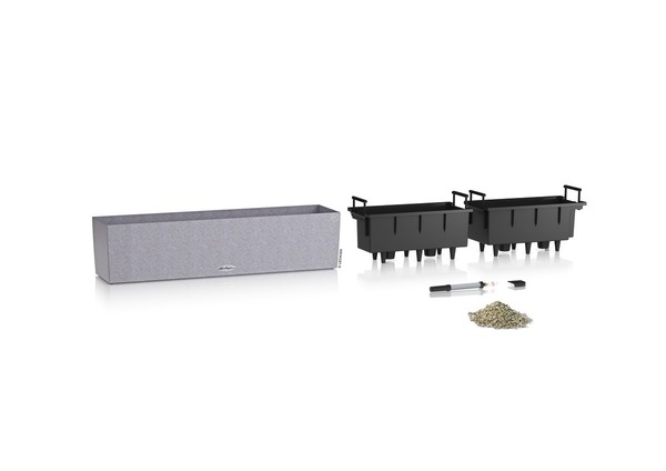 Balconera Stone, elegancka donica z nawadnianiem, szara, dł.80cm